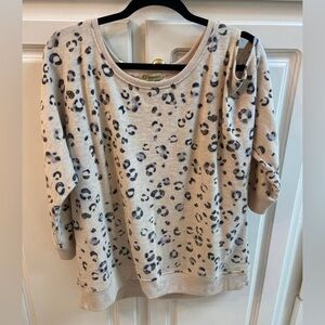 Leopard Sweatshirt with Left Open Shoulder